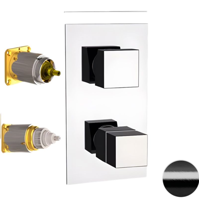 Смеситель для душа Remer Q-Elegance QT92KBCFP (черный брашированный хром), с термостатом