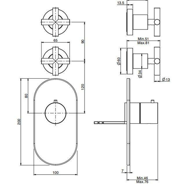 Смеситель для душа скрытого монтажа Fima Carlo Frattini Fimatherm F5333X2NS (черный матовый), с термостатом, 2 источника