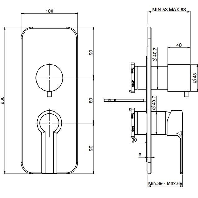Смеситель для душа скрытого монтажа Fima Carlo Frattini Mast F3139X6CR (хром)