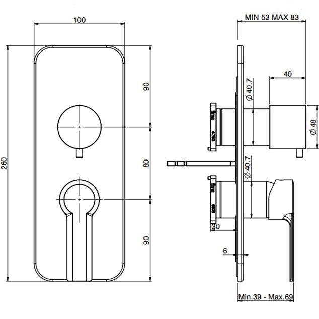 Смеситель для душа скрытого монтажа Fima Carlo Frattini Mast F3139X6NS (черный матовый)