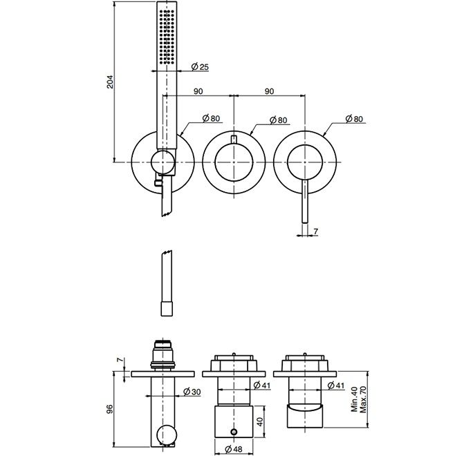 Смеситель для душа скрытого монтажа Fima Carlo Frattini Spillo Steel F3049WX8SINOX (нержавеющая сталь), на 2 источника
