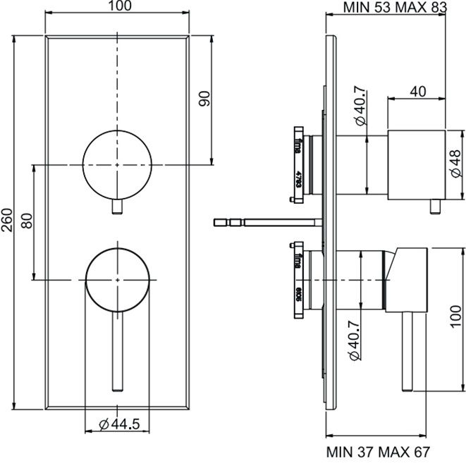 Смеситель для душа скрытого монтажа Fima Carlo Frattini Spillo Steel F3079X6INOX (нержавеющая сталь), 2/3 источника