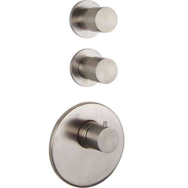Смеситель для душа скрытого монтажа Fima Carlo Frattini Spillo Steel F3083X2INOX (нержавеющая сталь), с термостатом, 2 источника