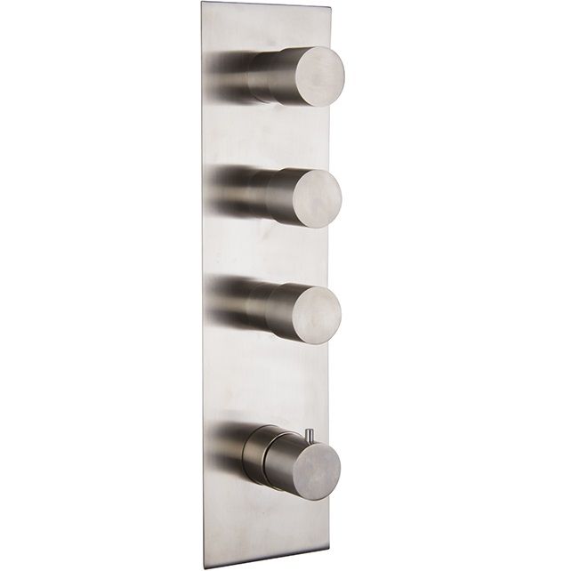 Смеситель для душа скрытого монтажа Fima Carlo Frattini Spillo Steel F3089X3INOX (нержавеющая сталь), с термостатом, 3 источника