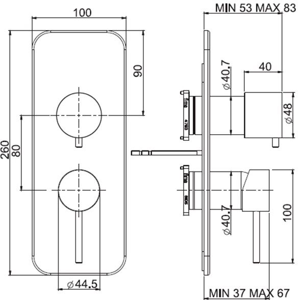 Смеситель для душа скрытого монтажа Fima Carlo Frattini Spillo Up F3039X6OR (золотой), на 2/3 источника
