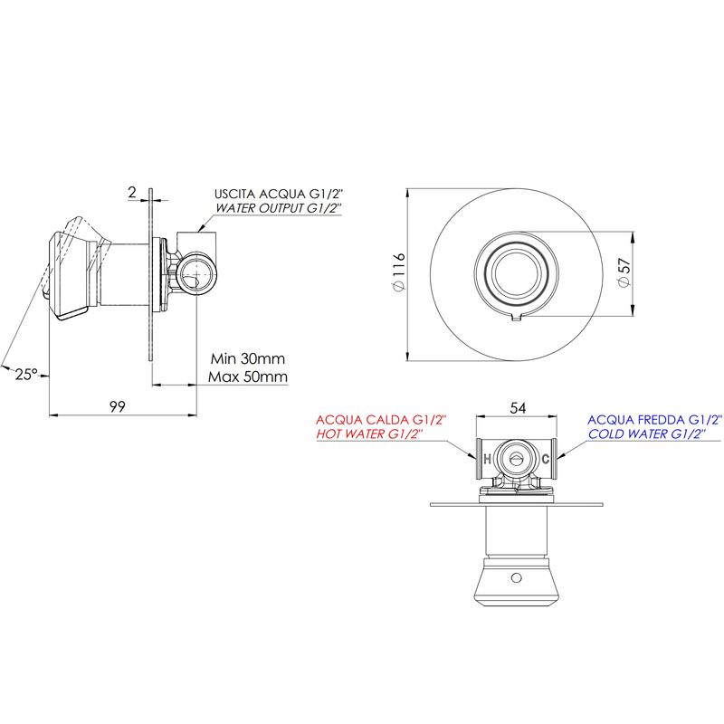 Смеситель для душа скрытого монтажа Remer Element ET30LBO (белый матовый)