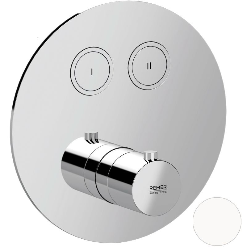 Смеситель для душа скрытого монтажа Remer X Style X99D2KBBO (белый матовый), с термостатом