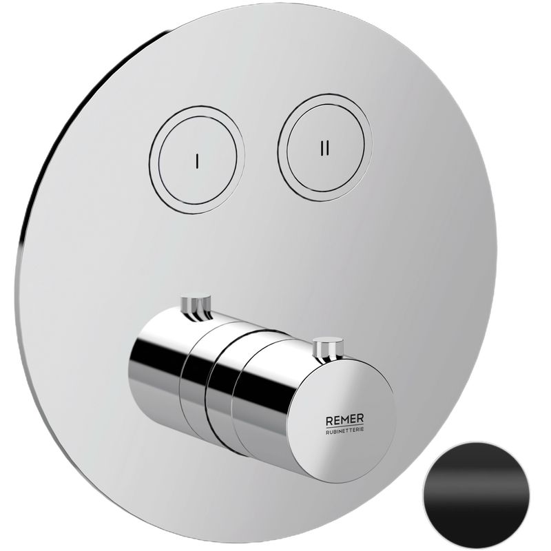 Смеситель для душа скрытого монтажа Remer X Style X99D2KBNO (черный матовый), с термостатом