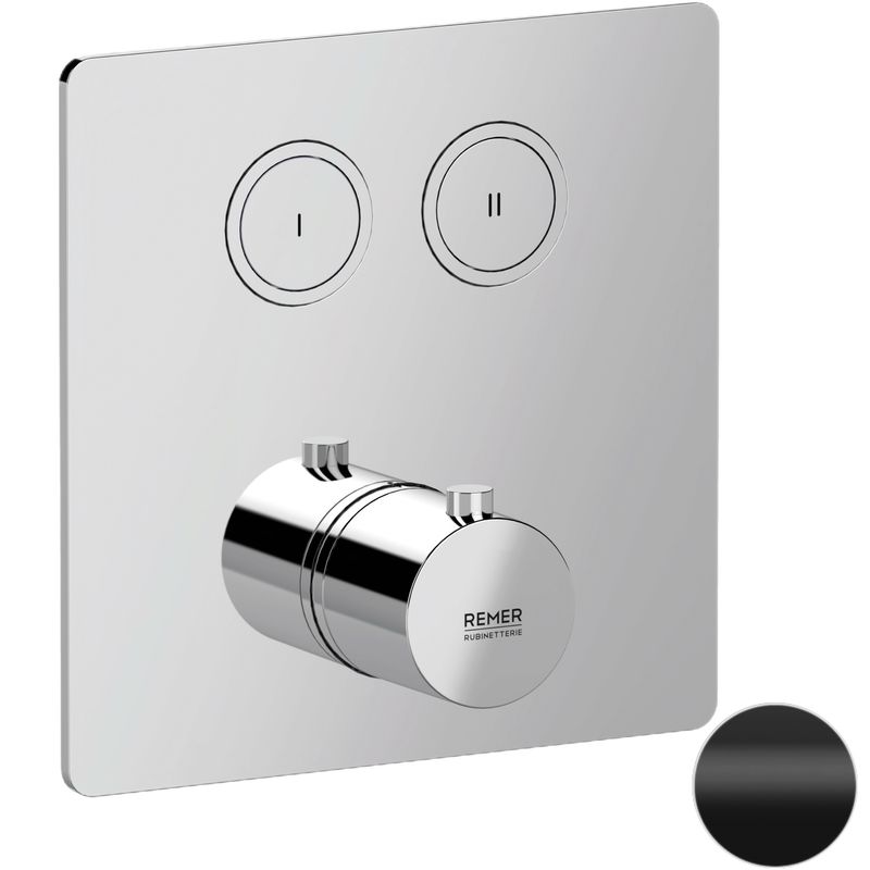 Смеситель для душа скрытого монтажа Remer X Style X99QD2KBNO (черный матовый), с термостатом