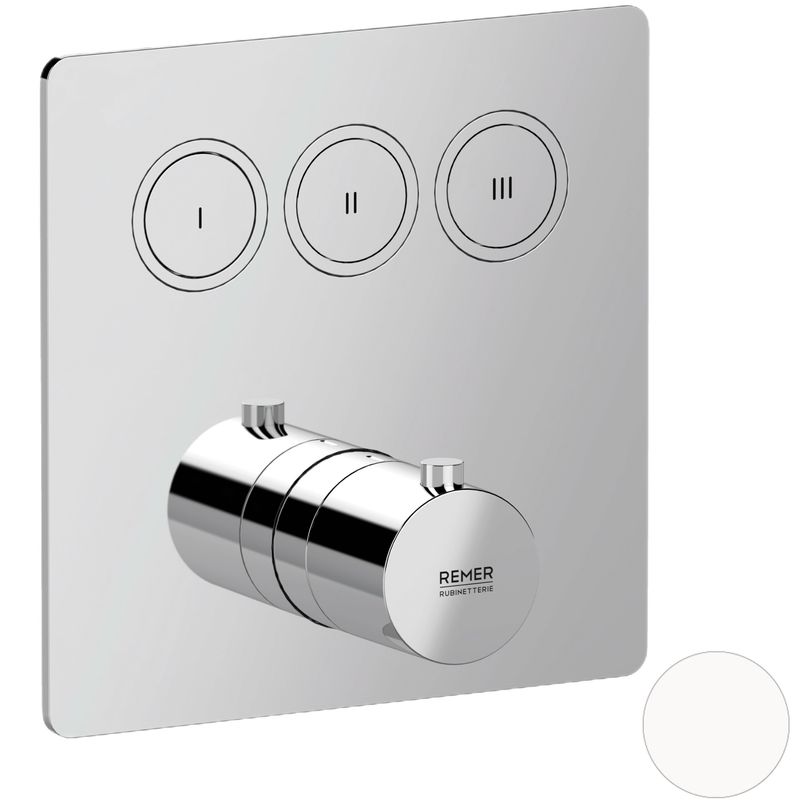 Смеситель для душа скрытого монтажа Remer X Style X99QD3KBBO (белый матовый), с термостатом