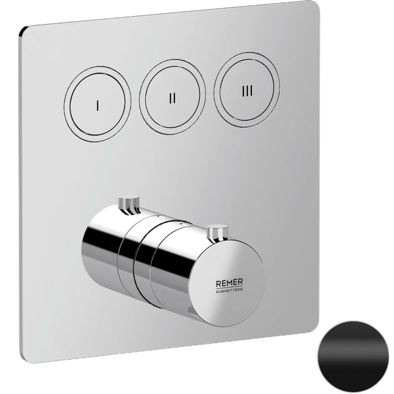 Смеситель для душа скрытого монтажа Remer X Style X99QD3KBNO (черный матовый), с термостатом