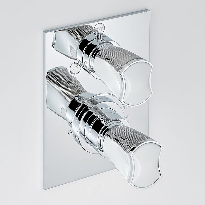Смеситель для душа скрытого монтажа THG Infini white porcelain with platinum U2E-A02-5500BE (хром, белый, платина), с термостатом, на 2 источника