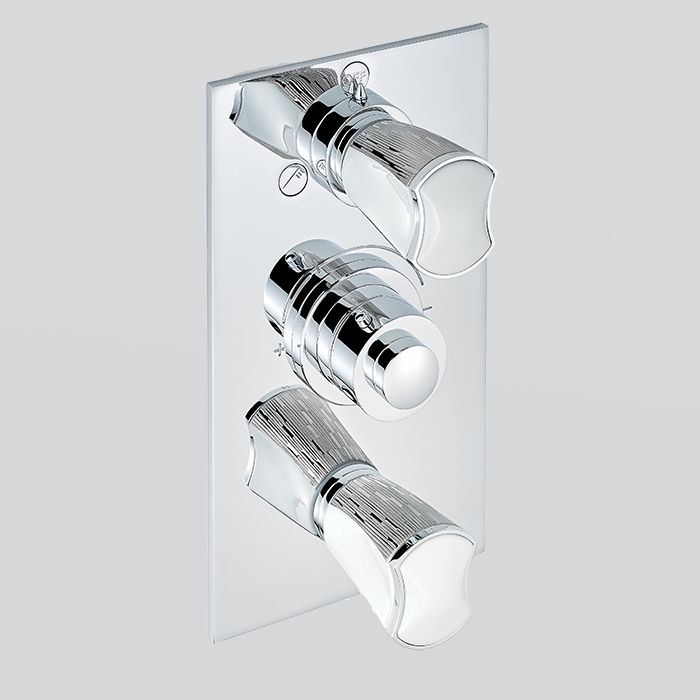 Смеситель для душа скрытого монтажа THG Infini white porcelain with platinum U2E-A02-5540BE (хром, белый, платина), с термостатом, на 3 источника