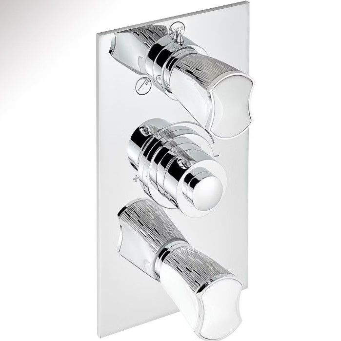 Смеситель для душа скрытого монтажа THG Infini white porcelain with platinum U2E-A02-5540BE (хром, белый, платина), с термостатом, на 3 источника