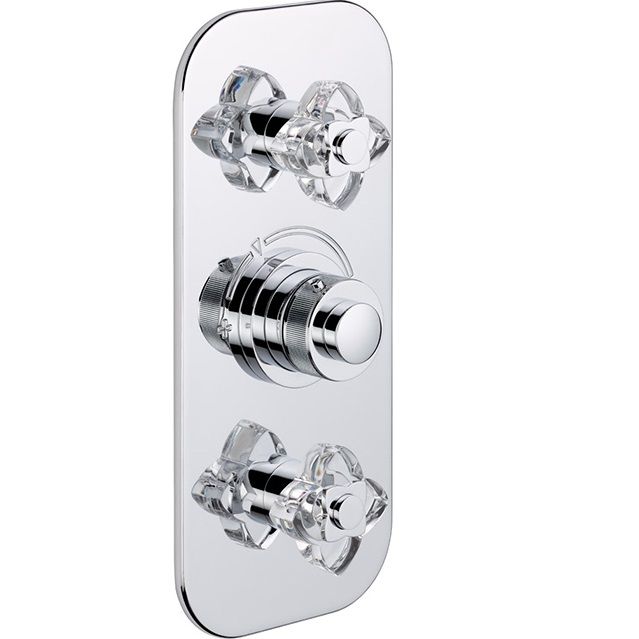 Смеситель для душа скрытого монтажа THG Petale de cristal clair U6A-A02-5400BE (хром, прозрачный хрусталь), с термостатом, на 2 источника