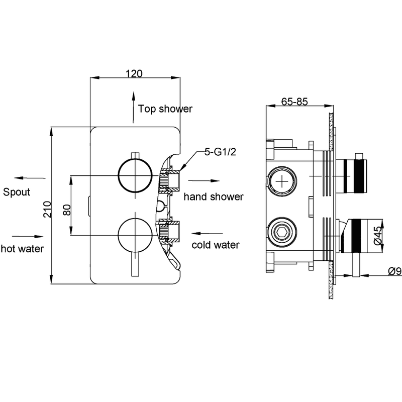 Смеситель для душа встраиваемый Boheme Cell 135-3-BR (бронза), на 3 источника
