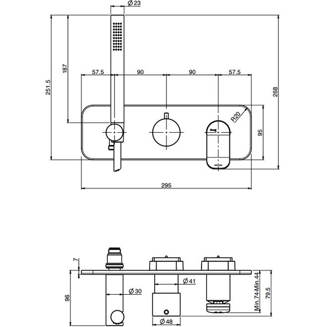 Смеситель для душа встраиваемый Fima Carlo Frattini Flo F3819WX2NS (черный матовый)
