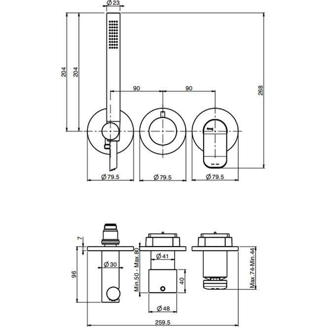 Смеситель для душа встраиваемый Fima Carlo Frattini Flo F3819WX8NS (черный матовый)