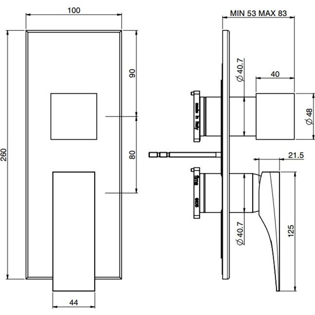 Смеситель для душа встраиваемый Fima Carlo Frattini Zeta F3969X6CR (хром)