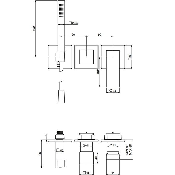 Смеситель для душа встраиваемый Fima Carlo Frattini Zeta F3989WX8NS (черный матовый)