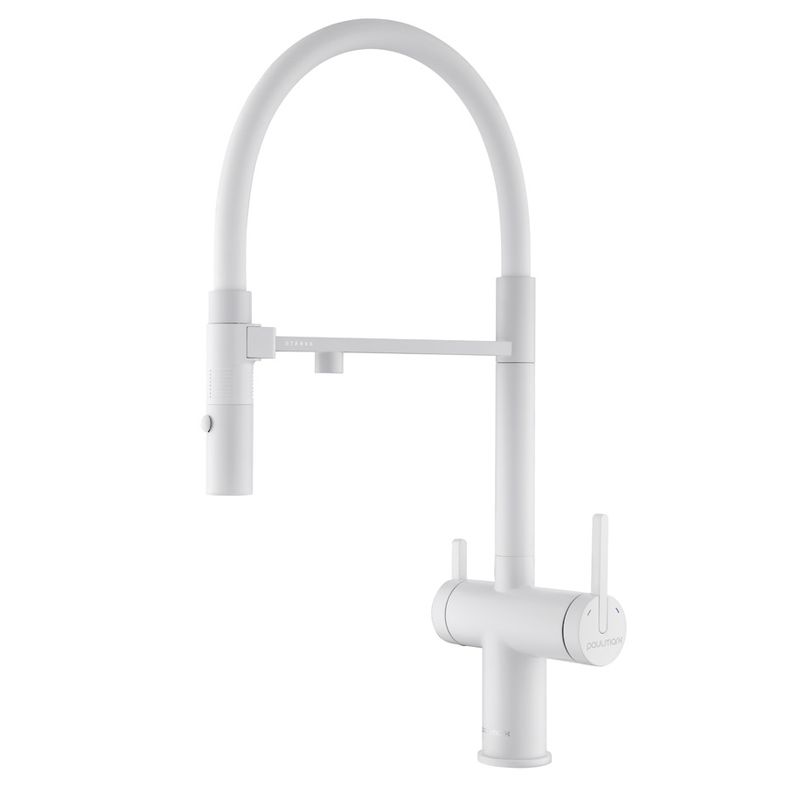 Смеситель для кухни Paulmark Gravity Gr213188-431 (белый), с краном для питьевой воды