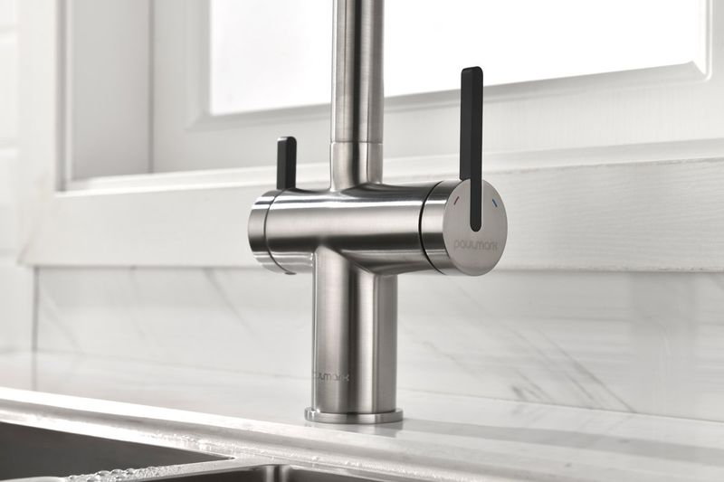 Смеситель для кухни Paulmark Gravity Gr213188-NI (никель), с краном для питьевой воды