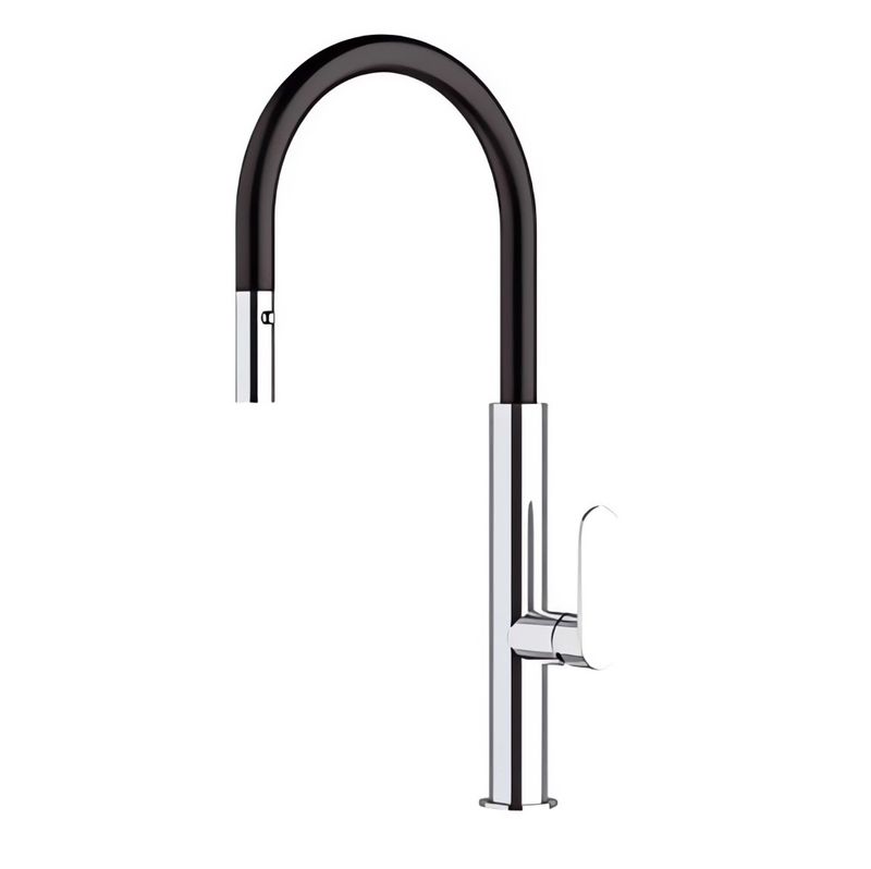 Смеситель для кухни Remer Elegant NK73N (хром, черный), высота излива 29.5 см, без подсветки