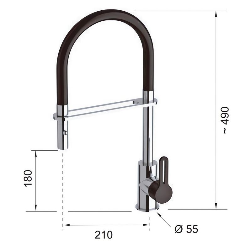 Смеситель для кухни Remer Elegant SR542 (хром, черный рычаг)