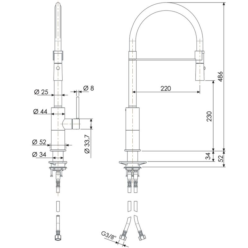 Смеситель для кухни Remer X Style Inox SSX541 (сталь)
