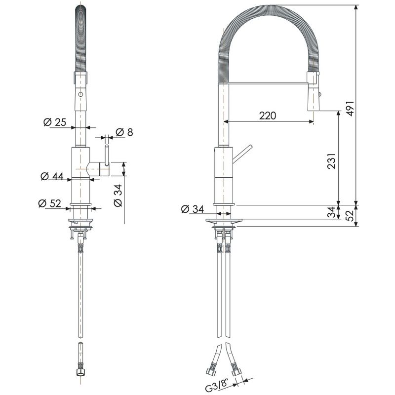 Смеситель для кухни Remer X Style Inox SSX543 (сталь)