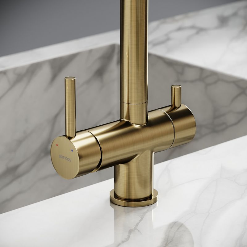Смеситель для кухни Sancos Фостер (Foster) SC4014BG (брашированное золото), с подключением к фильтру