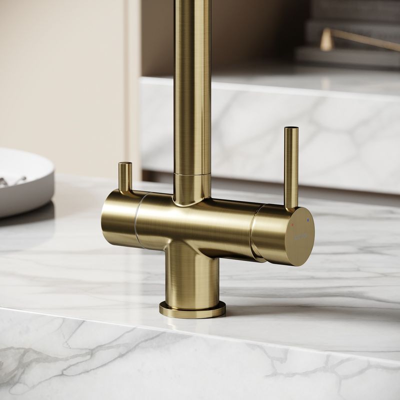 Смеситель для кухни Sancos Фостер (Foster) SC4014BG (брашированное золото), с подключением к фильтру