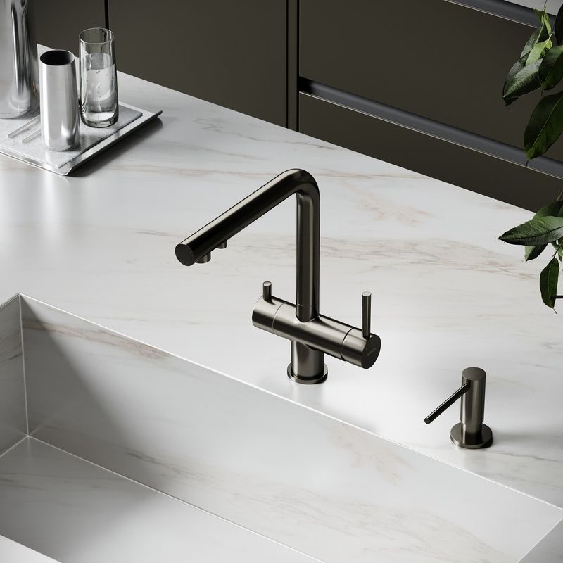 Смеситель для кухни Sancos Фостер (Foster) SC4014GG (вороненая сталь), с подключением к фильтру