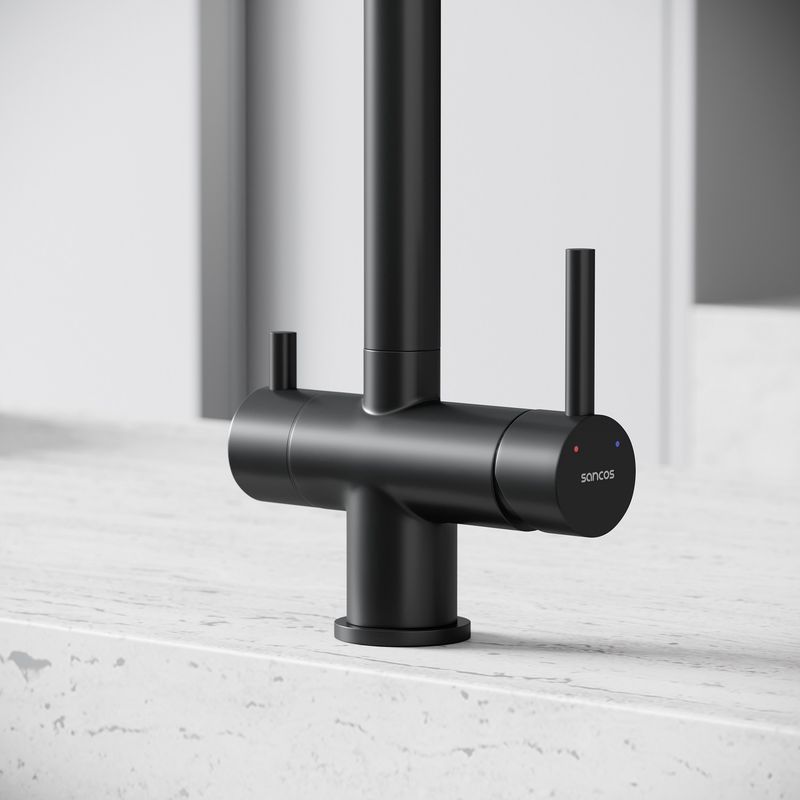 Смеситель для кухни Sancos Фостер (Foster) SC4014MB (черный матовый), с подключением к фильтру