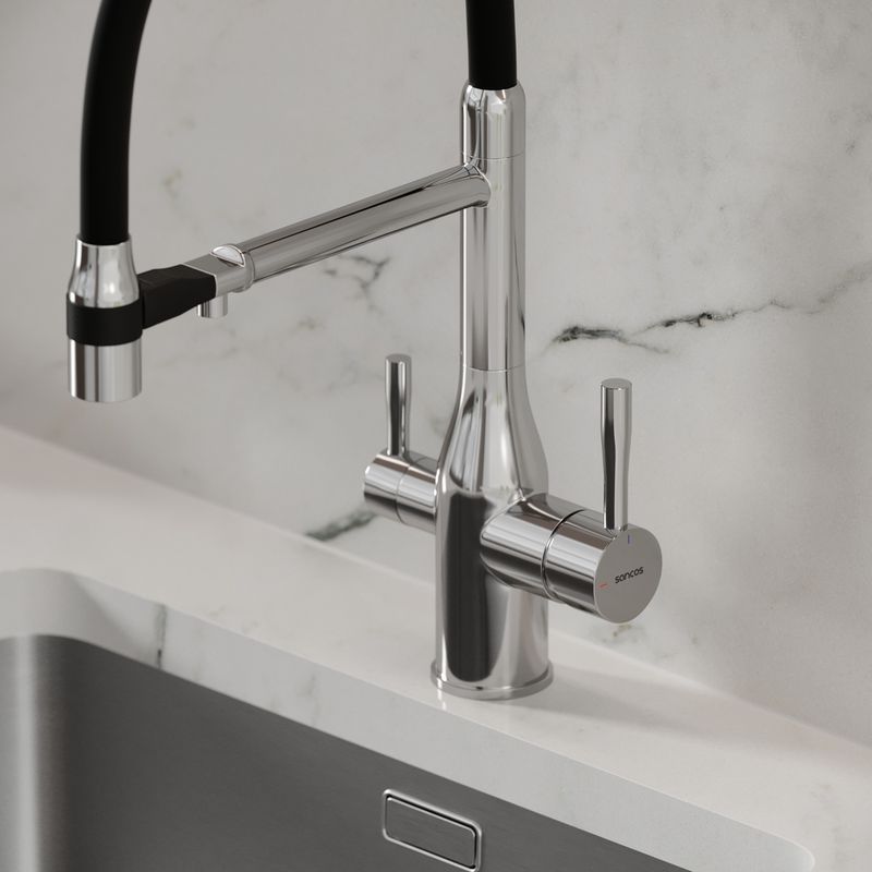 Смеситель для кухни Sancos Garda / Гарда SC4009CH (хром), с гибким изливом с подключением к фильтру