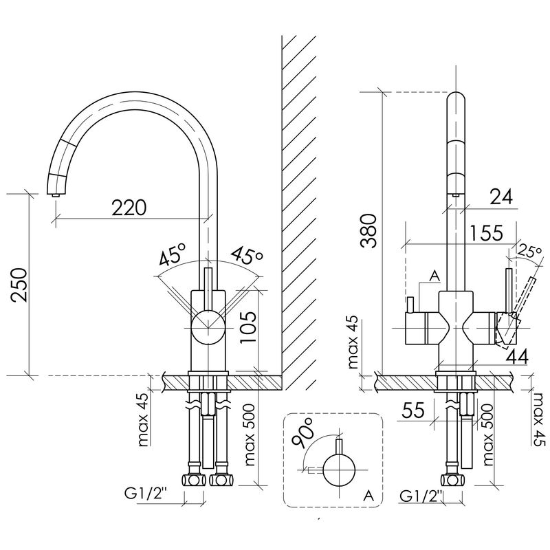 Смеситель для кухни Sancos Тапер (Taper) SC4012CH (хром), с подключением к фильтру