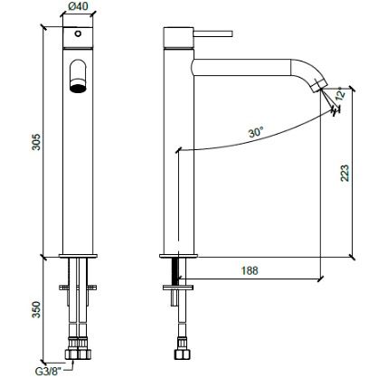 Смеситель для раковины Almar E214002.AB (черный металл брашированный), без донного клапана