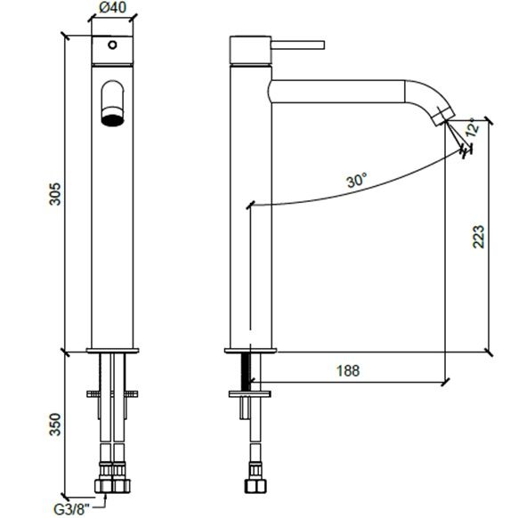 Смеситель для раковины Almar E214002.CR (хром), без донного клапана