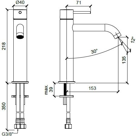 Смеситель для раковины Almar Mixers E214001.HB (латунь брашированная), без донного клапана