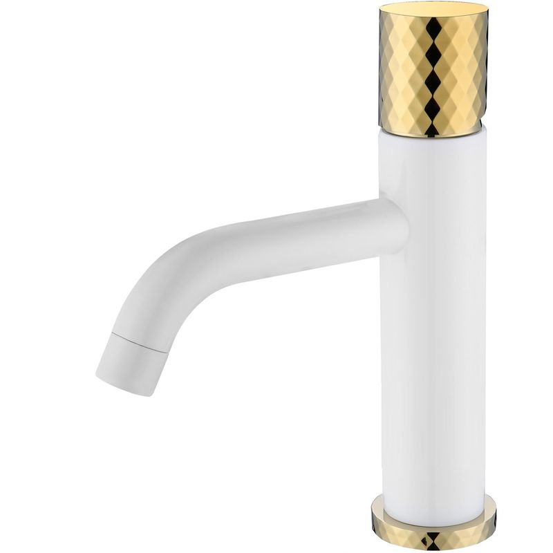 Смеситель для раковины Boheme Stick Diamond 121-WG (золотой, белый матовый), без донного клапана