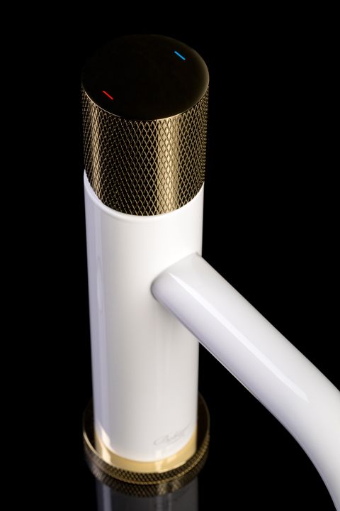 Смеситель для раковины Boheme Stick Touch 121-WG.2 (золотой, белый матовый), без донного клапана