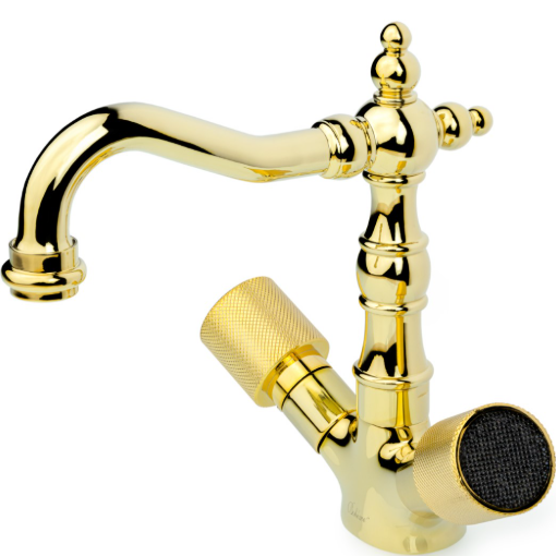 Смеситель для раковины Boheme Tradizionale Oro 292-Royal/CRST black (золотой, черный), без донного клапана