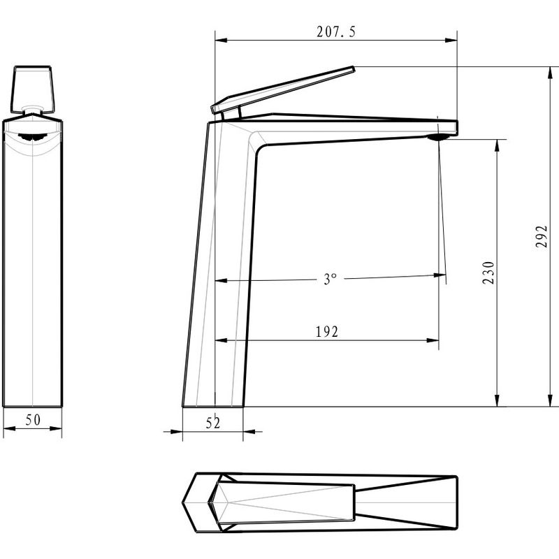 Смеситель для раковины Boheme Venturo 372-SGM (оружейный металл глянцевый), без донного клапана