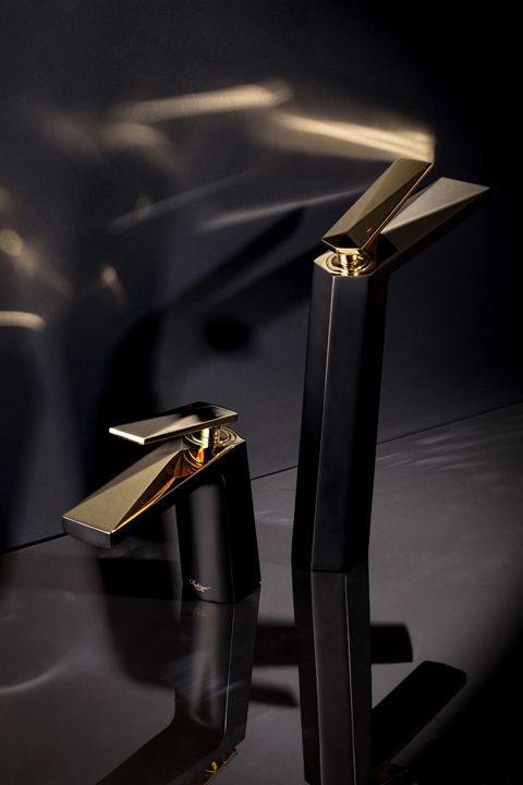 Смеситель для раковины Boheme Venturo 382-B (золотой, черный матовый), без донного клапана