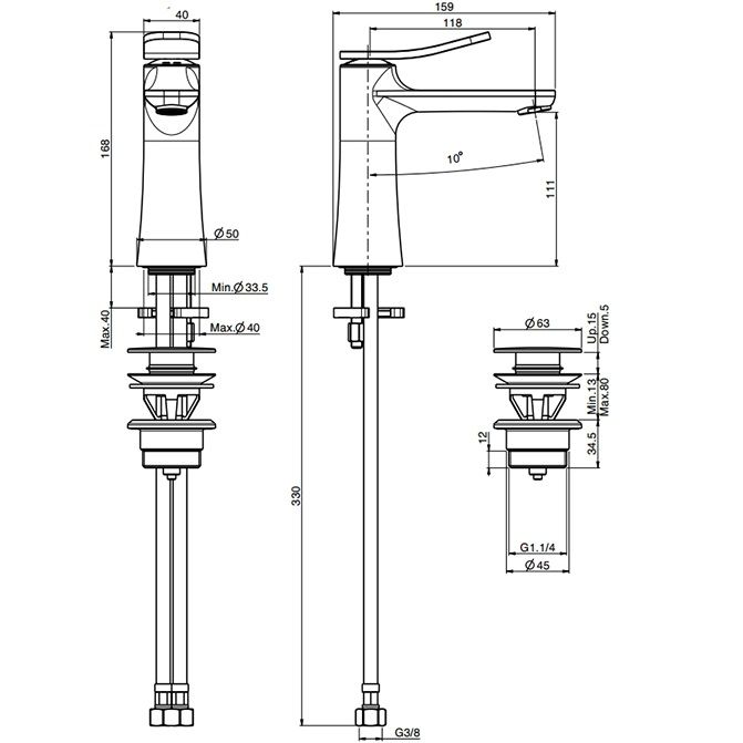 Смеситель для раковины Fima Carlo Frattini Flo F3801CR.ES (хром), с донным клапаном