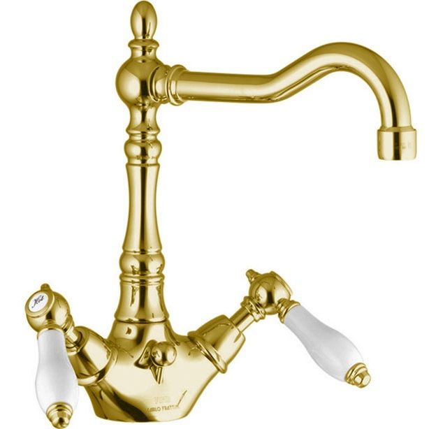 Смеситель для раковины Fima Carlo Frattini Herend F5411OR (золотой), с донным клапаном