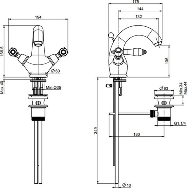 Смеситель для раковины Fima Carlo Frattini Herend F5431OR (золотой), с донным клапаном