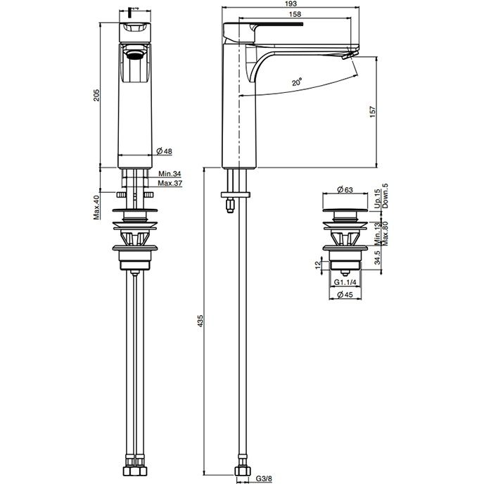 Смеситель для раковины Fima Carlo Frattini Mast F3131LCR.1 (хром), с донным клапаном