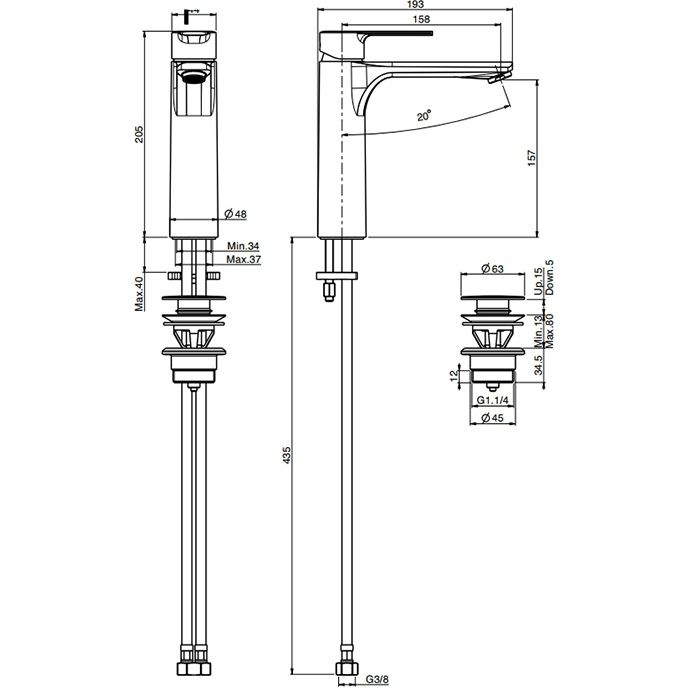 Смеситель для раковины Fima Carlo Frattini Mast F3131LOR (золотой), с донным клапаном
