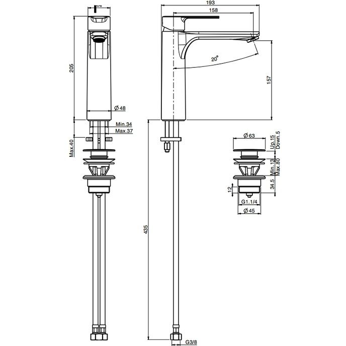 Смеситель для раковины Fima Carlo Frattini Mast F3131LOR.ES (золотой), с донным клапаном